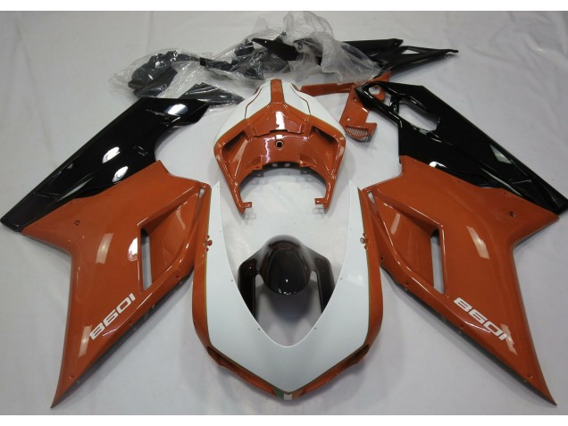 Aftermarket 2007-2012 Gloss Orange & White Ducati 848 1098 1198 Motorcycle Fairing Aftermarket 2007-2012 Gloss Orange & White Ducati 848 1098 1198 Motorcycle Fairing