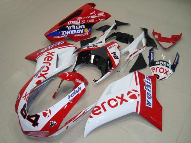 Aftermarket 2007-2012 White Xerox Ducati 848 1098 1198 Motorcycle Fairing