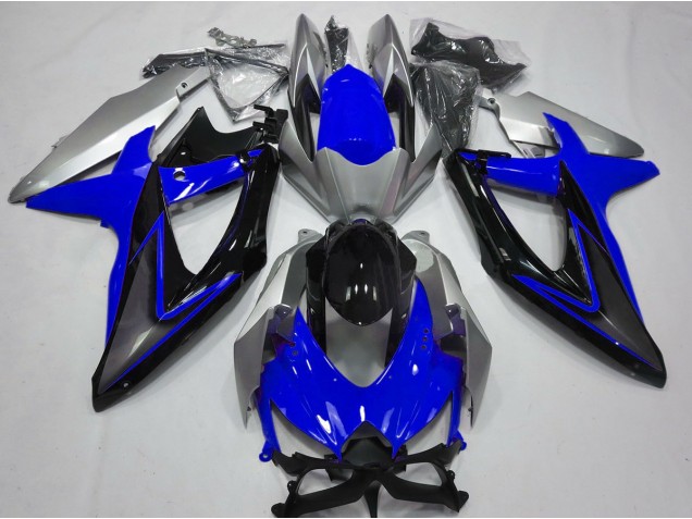 Aftermarket 2008-2010 Blue and Silver Suzuki GSXR 600-750 Motorcycle Fairing Aftermarket 2008-2010 Blue and Silver Suzuki GSXR 600-750 Motorcycle Fairing