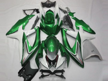 Aftermarket 2008-2010 Gloss Green and White Suzuki GSXR 600-750 Motorcycle Fairing