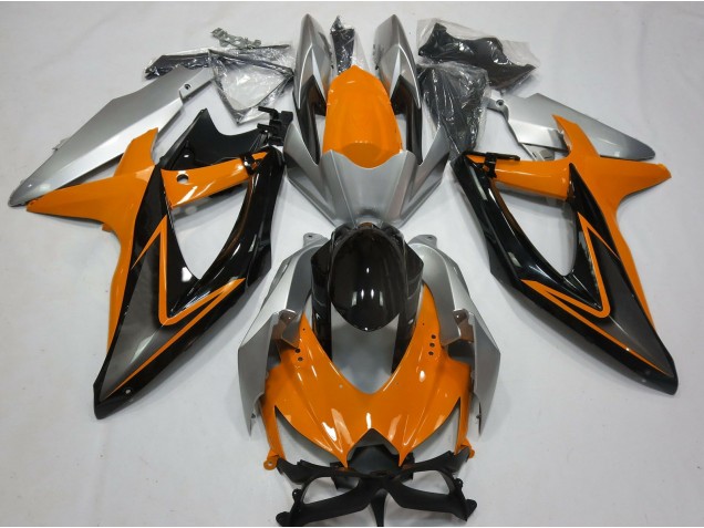 Aftermarket 2008-2010 Orange and Silver Suzuki GSXR 600-750 Motorcycle Fairing Aftermarket 2008-2010 Orange and Silver Suzuki GSXR 600-750 Motorcycle Fairing