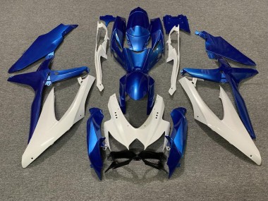 Aftermarket 2008-2010 Pearl Blue and White Suzuki GSXR 600-750 Motorcycle Fairing