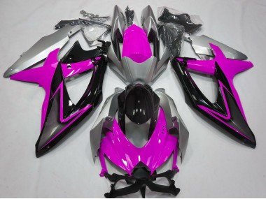 Aftermarket 2008-2010 Pink and Silver Suzuki GSXR 600-750 Motorcycle Fairing