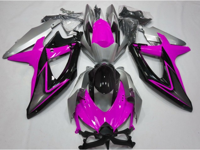 Aftermarket 2008-2010 Pink and Silver Suzuki GSXR 600-750 Motorcycle Fairing Aftermarket 2008-2010 Pink and Silver Suzuki GSXR 600-750 Motorcycle Fairing