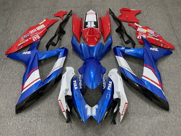Aftermarket 2008-2010 Red Blue and White Gloss Custom Style Suzuki GSXR 600-750 Motorcycle Fairing