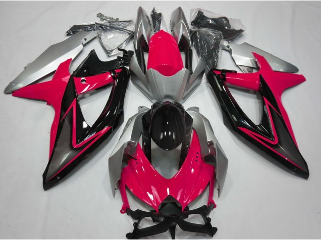Aftermarket 2008-2010 Red and Silver Suzuki GSXR 600-750 Motorcycle Fairing Aftermarket 2008-2010 Red and Silver Suzuki GSXR 600-750 Motorcycle Fairing