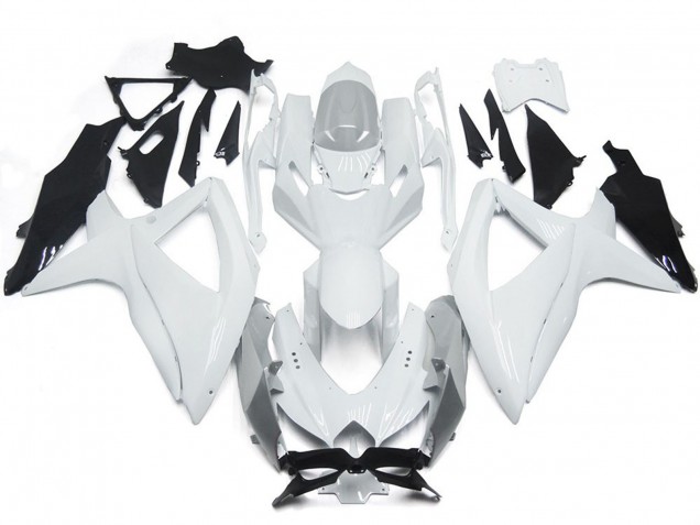 Aftermarket 2008-2010 Shining Gloss White With Silver Suzuki GSXR 600-750 Motorcycle Fairing Aftermarket 2008-2010 Shining Gloss White With Silver Suzuki GSXR 600-750 Motorcycle Fairing