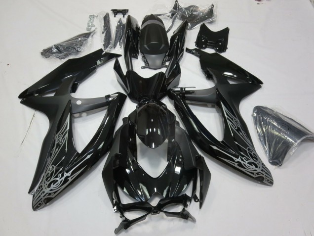 Aftermarket 2008-2010 Silver and Black Suzuki GSXR 600-750 Motorcycle Fairing Aftermarket 2008-2010 Silver and Black Suzuki GSXR 600-750 Motorcycle Fairing
