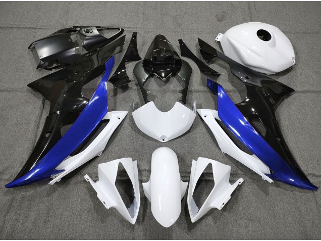 Aftermarket 2008-2016 Custom Blue Black and White Yamaha R6 Motorcycle Fairing