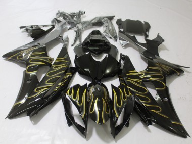 Aftermarket 2008-2016 Gloss Black & Flame Yamaha R6 Motorcycle Fairing
