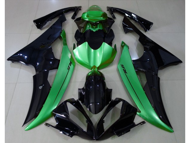 Aftermarket 2008-2016 Gloss Black & Light Green Yamaha R6 Motorcycle Fairing