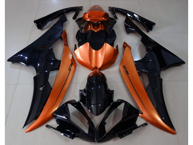 Aftermarket 2008-2016 Gloss Black & Light Orange Yamaha R6 Motorcycle Fairing
