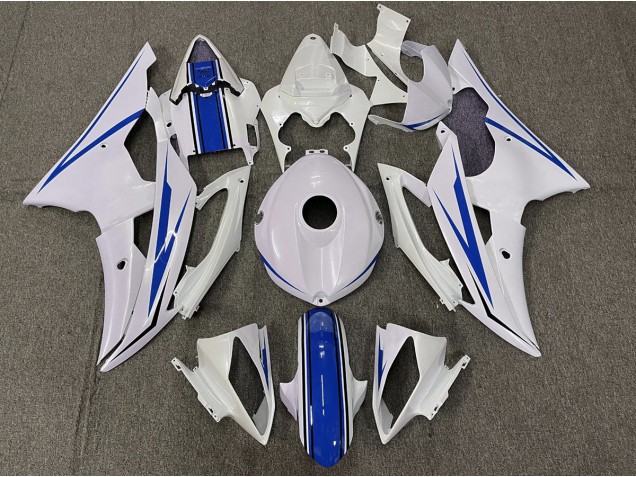Aftermarket 2008-2016 Gloss White and Blue Yamaha R6 Motorcycle Fairing Aftermarket 2008-2016 Gloss White and Blue Yamaha R6 Motorcycle Fairing