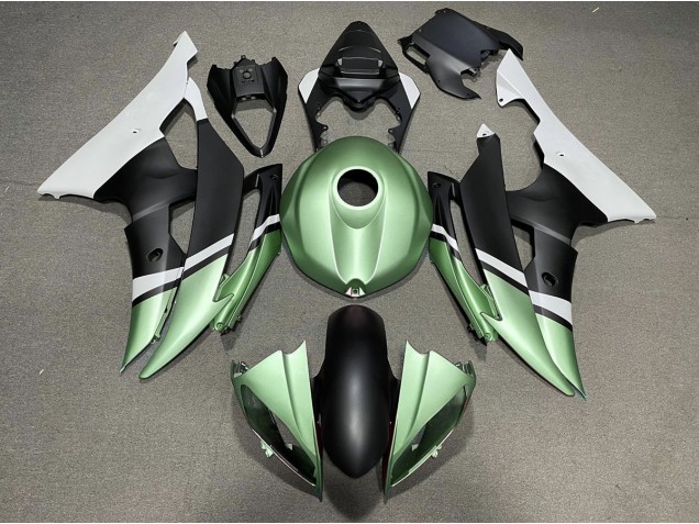 Aftermarket 2008-2016 Matte Black and Green Yamaha R6 Motorcycle Fairing