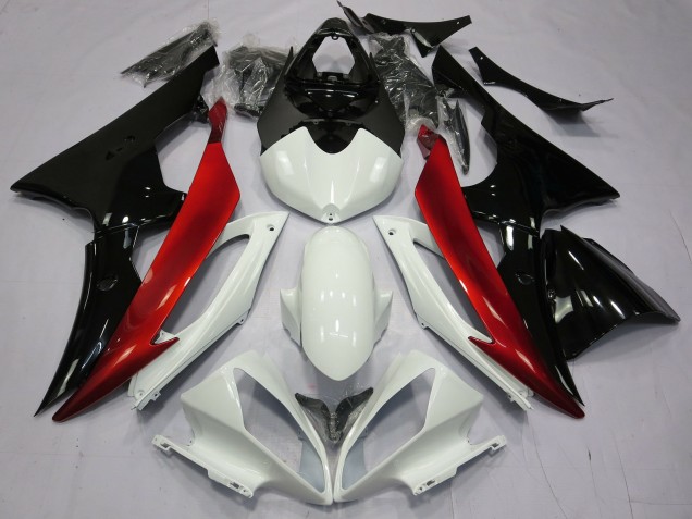 Aftermarket 2008-2016 Red Black and White Yamaha R6 Motorcycle Fairing