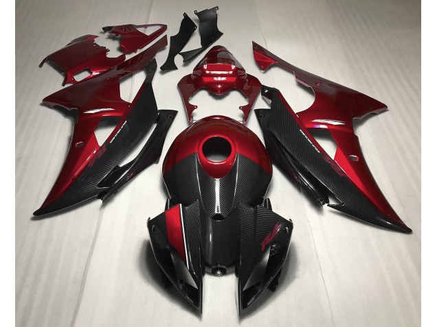 Aftermarket 2008-2016 Red w Carbon Style Yamaha R6 Motorcycle Fairing