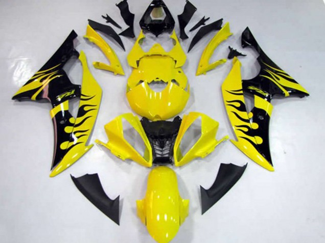 Aftermarket 2008-2016 Yellow Flame Yamaha R6 Motorcycle Fairing