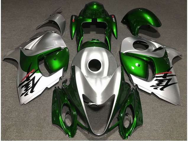 Aftermarket 2008-2019 Gloss Green and Silver Suzuki GSXR 1300 Motorcycle Fairing Aftermarket 2008-2019 Gloss Green and Silver Suzuki GSXR 1300 Motorcycle Fairing