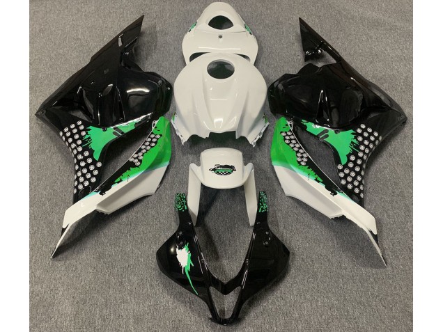 Aftermarket 2009-2012 Gloss White & Green Splatter Honda CBR600RR Motorcycle Fairing
