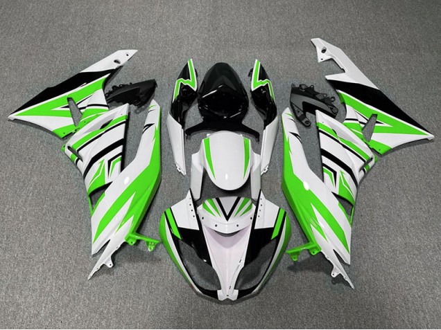 Aftermarket 2009-2012 Green White and Black Zag Kawasaki ZX6R Motorcycle Fairing Aftermarket 2009-2012 Green White and Black Zag Kawasaki ZX6R Motorcycle Fairing