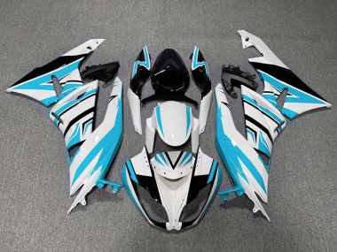 Aftermarket 2009-2012 Light Blue White and Black Zag Kawasaki ZX6R Motorcycle Fairing