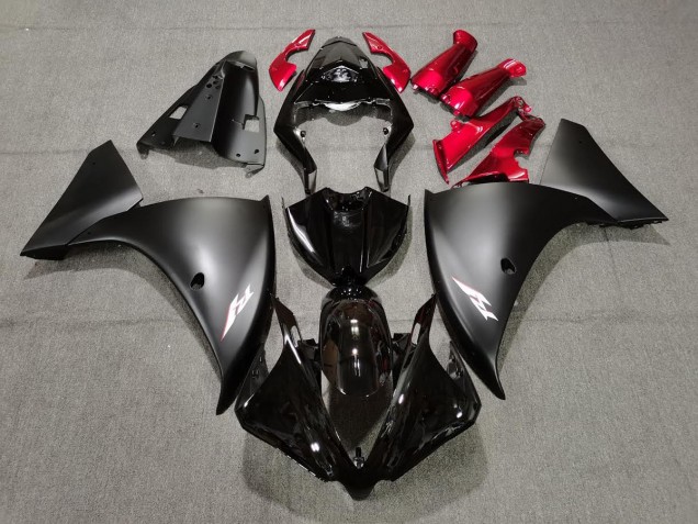 Aftermarket 2009-2012 Matte Black and Red Yamaha R1 Motorcycle Fairing Aftermarket 2009-2012 Matte Black and Red Yamaha R1 Motorcycle Fairing