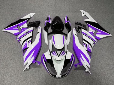 Aftermarket 2009-2012 Purple White and Black Zag Kawasaki ZX6R Motorcycle Fairing