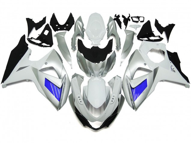 Aftermarket 2009-2016 Custom Silver and White with Black Suzuki GSXR 1000 Motorcycle Fairing Aftermarket 2009-2016 Custom Silver and White with Black Suzuki GSXR 1000 Motorcycle Fairing