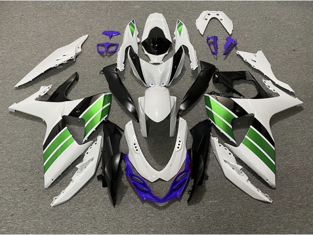 Aftermarket 2009-2016 Gloss White Green Black and Purple Suzuki GSXR 1000 Motorcycle Fairing