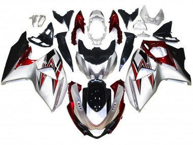 Aftermarket 2009-2016 Silver with Red Hints Suzuki GSXR 1000 Motorcycle Fairing