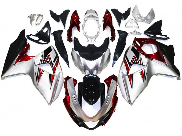 Aftermarket 2009-2016 Silver with Red Hints Suzuki GSXR 1000 Motorcycle Fairing