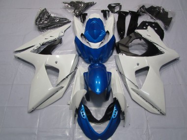Aftermarket 2009-2016 White and Blue Suzuki GSXR 1000 Motorcycle Fairing