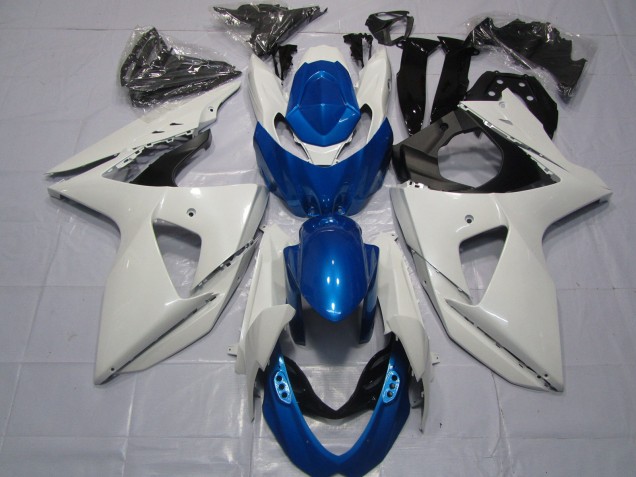 Aftermarket 2009-2016 White and Blue Suzuki GSXR 1000 Motorcycle Fairing Aftermarket 2009-2016 White and Blue Suzuki GSXR 1000 Motorcycle Fairing
