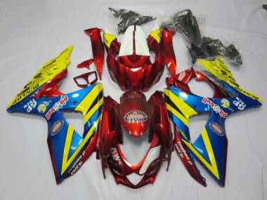 Aftermarket 2009-2016 Yellow Red and Blue Suzuki GSXR 1000 Motorcycle Fairing