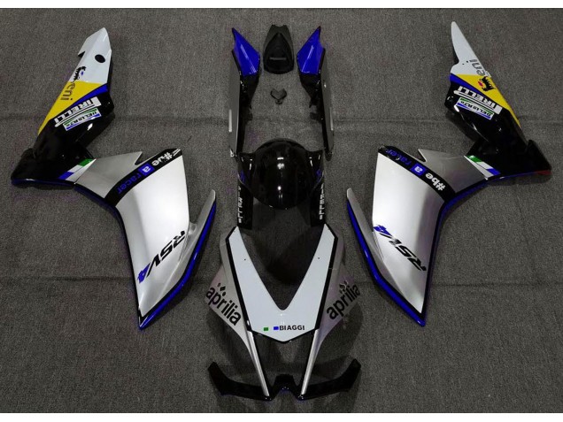Aftermarket 2010-2015 Silver Pirelli & Blue Aprilia RSV4 1000 Motorcycle Fairing Aftermarket 2010-2015 Silver Pirelli & Blue Aprilia RSV4 1000 Motorcycle Fairing