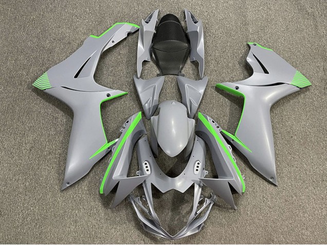 Aftermarket 2011-2020 Matte Nardo Gray & Green Accents Suzuki GSXR 600-750 Motorcycle Fairing Aftermarket 2011-2020 Matte Nardo Gray & Green Accents Suzuki GSXR 600-750 Motorcycle Fairing