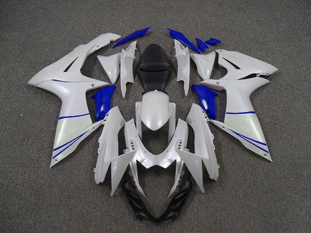 Aftermarket 2011-2020 Pearl White and Dark Blue Suzuki GSXR 600-750 Motorcycle Fairing Aftermarket 2011-2020 Pearl White and Dark Blue Suzuki GSXR 600-750 Motorcycle Fairing