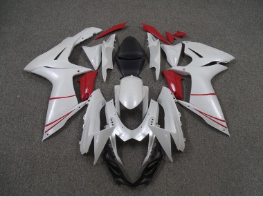 Aftermarket 2011-2020 Pearl White and Red Suzuki GSXR 600-750 Motorcycle Fairing