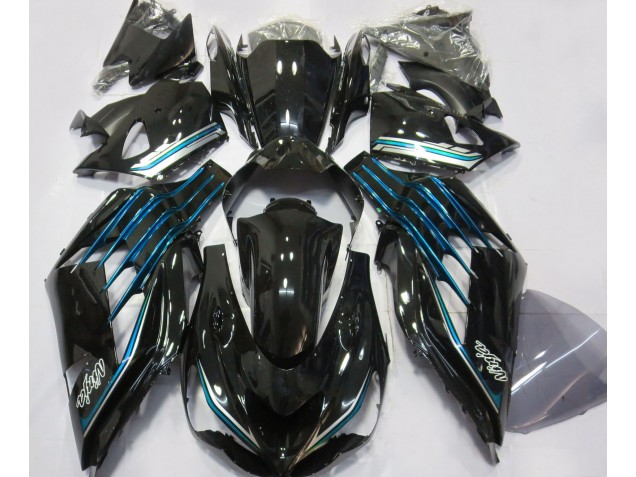 Aftermarket 2012-2019 Gloss Black & Light Blue Kawasaki ZX14R Motorcycle Fairing