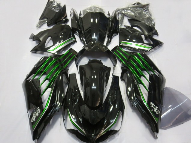 Aftermarket 2012-2019 Gloss Black with Green Kawasaki ZX14R Motorcycle Fairing Aftermarket 2012-2019 Gloss Black with Green Kawasaki ZX14R Motorcycle Fairing