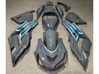 Aftermarket 2012-2019 Gloss Grey & Light Blue Kawasaki ZX14R Motorcycle Fairing