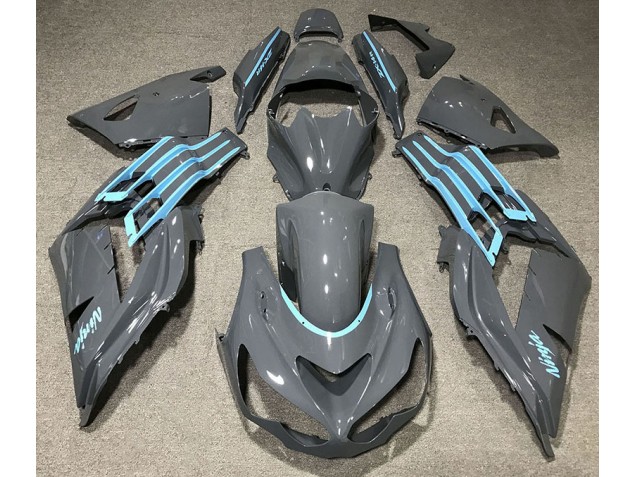 Aftermarket 2012-2019 Gloss Grey & Light Blue Kawasaki ZX14R Motorcycle Fairing Aftermarket 2012-2019 Gloss Grey & Light Blue Kawasaki ZX14R Motorcycle Fairing