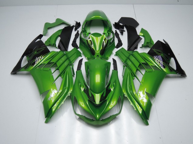 Aftermarket 2012-2019 Green Flame Kawasaki ZX14R Motorcycle Fairing
