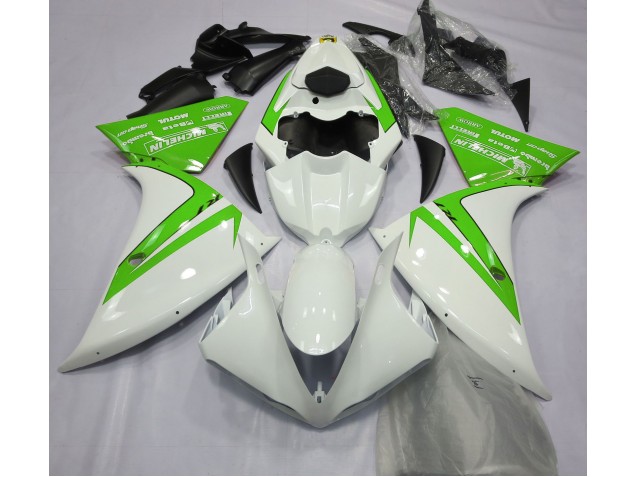 Aftermarket 2013-2014 Gloss White and Green Yamaha R1 Motorcycle Fairing Aftermarket 2013-2014 Gloss White and Green Yamaha R1 Motorcycle Fairing