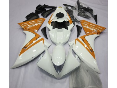 Aftermarket 2013-2014 Gloss White and Orange Yamaha R1 Motorcycle Fairing