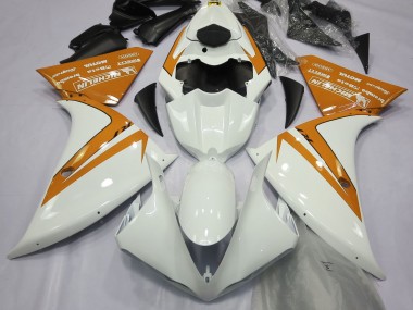 Aftermarket 2013-2014 Gloss White and Orange Yamaha R1 Motorcycle Fairing
