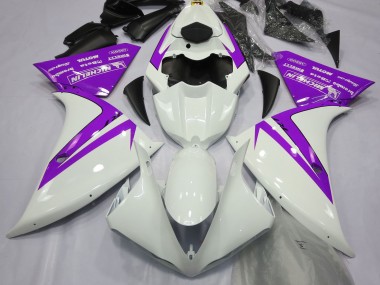 Aftermarket 2013-2014 Gloss White and Purple Yamaha R1 Motorcycle Fairing