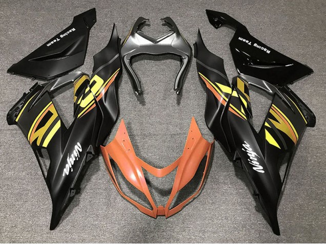 Aftermarket 2013-2018 Gloss Black & Orange Kawasaki ZX6R Motorcycle Fairing