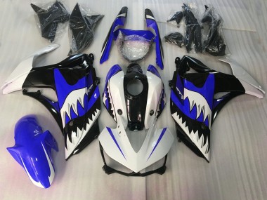 Aftermarket 2015-2018 Blue and White Shark Yamaha R3 Motorcycle Fairing