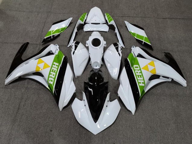 Aftermarket 2015-2018 Gloss White Black and Green Yamaha R3 Motorcycle Fairing Aftermarket 2015-2018 Gloss White Black and Green Yamaha R3 Motorcycle Fairing